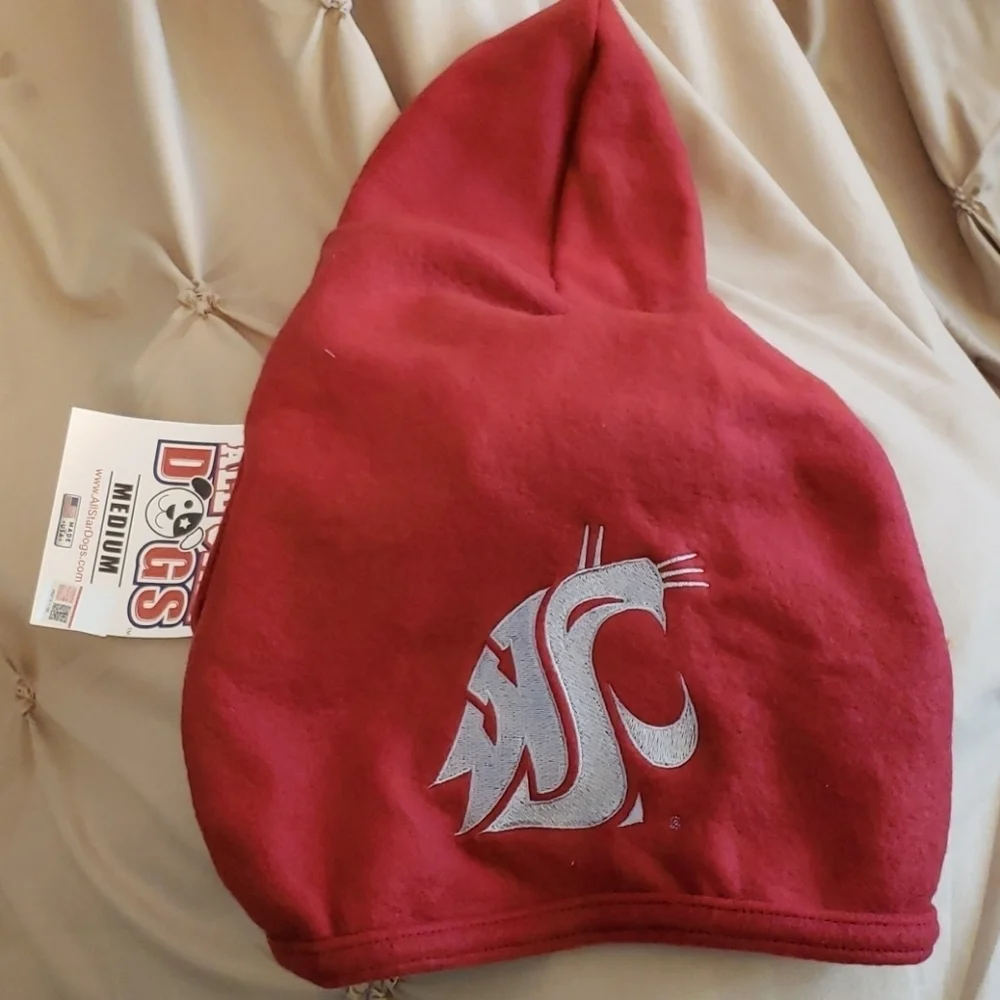 Washington State Logo Fleece Dog Hoodie Size M
